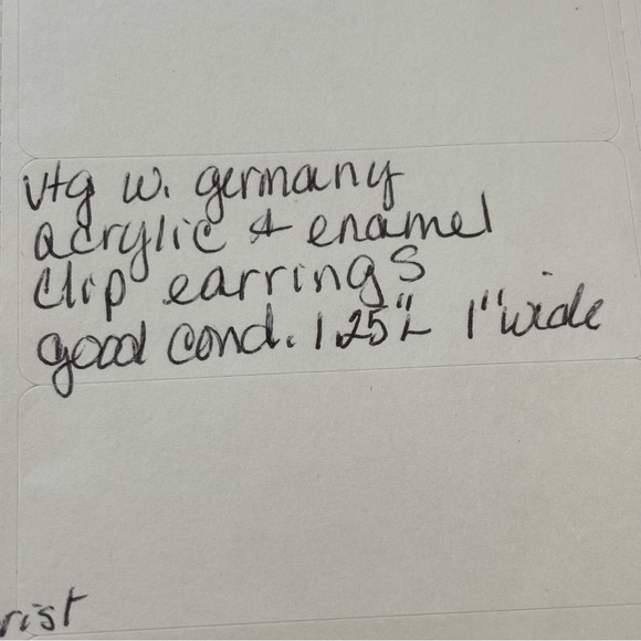 Western Germany vintage acrylic and enamel clip on earrings - Picture 7 of 7